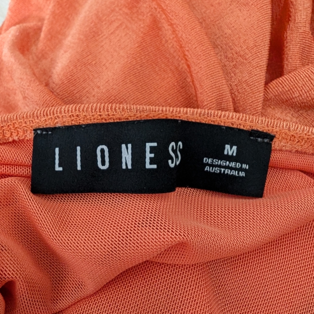 Lioness Goddess One Shoulder Ruched Mini Dress Medium Orange - Picture 9 of 15
